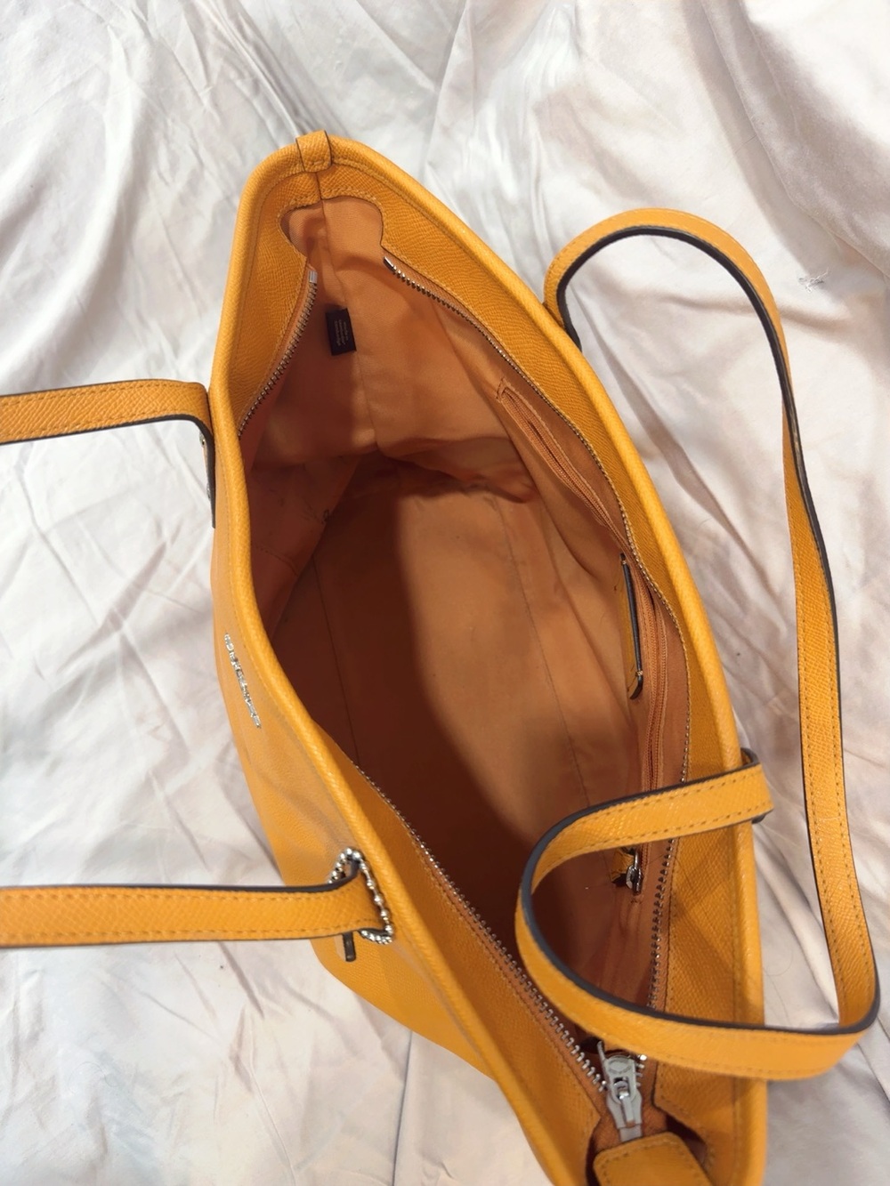 Coach Fall! Orange Pebble Leather Tote with Signature Tag - Picture 6 of 7